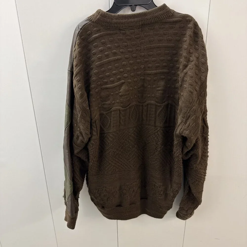 Vintage 90’s‎ Trutus Biancarra Crewneck Sweater Mens Large Leather Patchwork